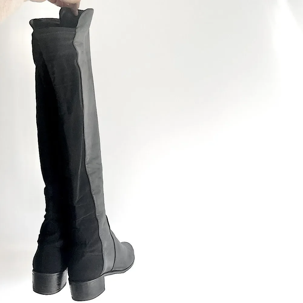 Stuart Weitzman's '5050' Boots Black Nappa Leather Size 7 M